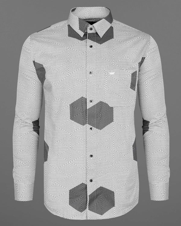 Oslo Gray and Bright White 3D Printed Super Soft Premium Cotton Shirt