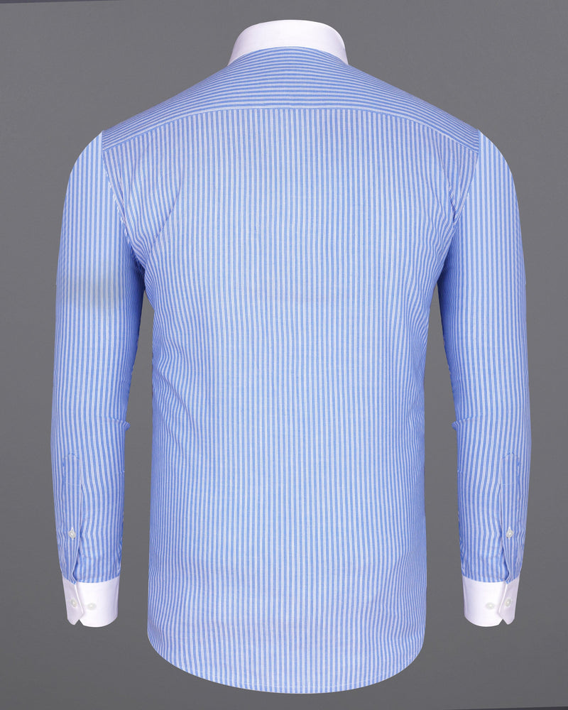 Indigo Blue and White Striped Royal Oxford Shirt