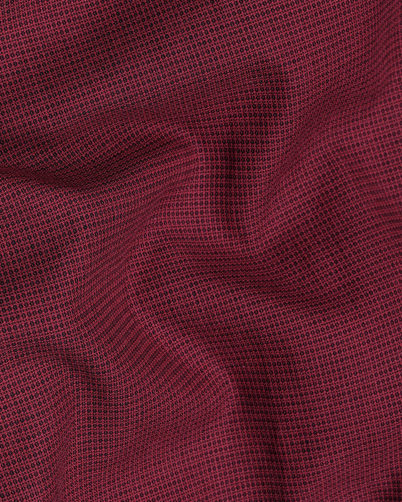 Scarlett Maroon Dobby Textured Premium Giza Cotton Shirt