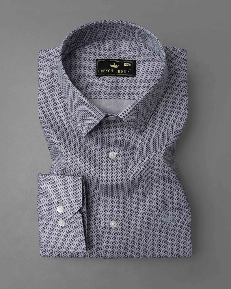 Manatee Gray Isometric Printed Royal Oxford Shirt