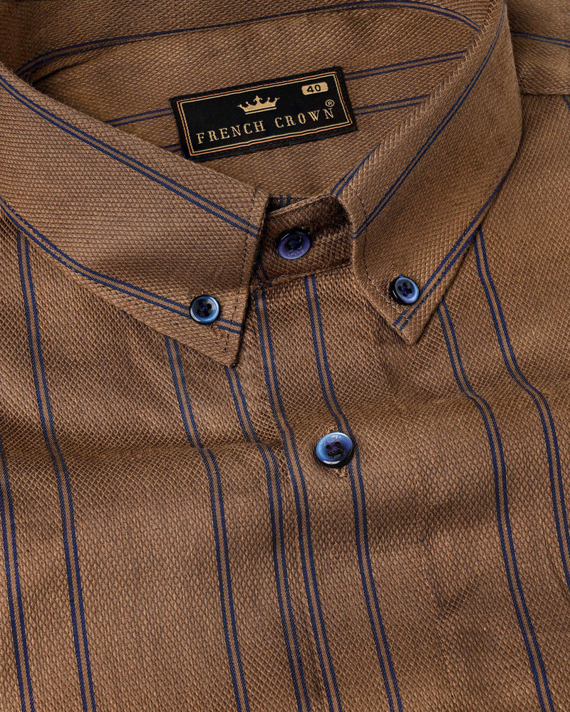 Potter Clay Brown with Ebony Clay Navy Blue Striped Dobby Textured Premium Giza Cotton Shirt 8097-BD-BLE-38, 8097-BD-BLE-H-38, 8097-BD-BLE-39, 8097-BD-BLE-H-39, 8097-BD-BLE-40, 8097-BD-BLE-H-40, 8097-BD-BLE-42, 8097-BD-BLE-H-42, 8097-BD-BLE-44, 8097-BD-BLE-H-44, 8097-BD-BLE-46, 8097-BD-BLE-H-46, 8097-BD-BLE-48, 8097-BD-BLE-H-48, 8097-BD-BLE-50, 8097-BD-BLE-H-50, 8097-BD-BLE-52, 8097-BD-BLE-H-52