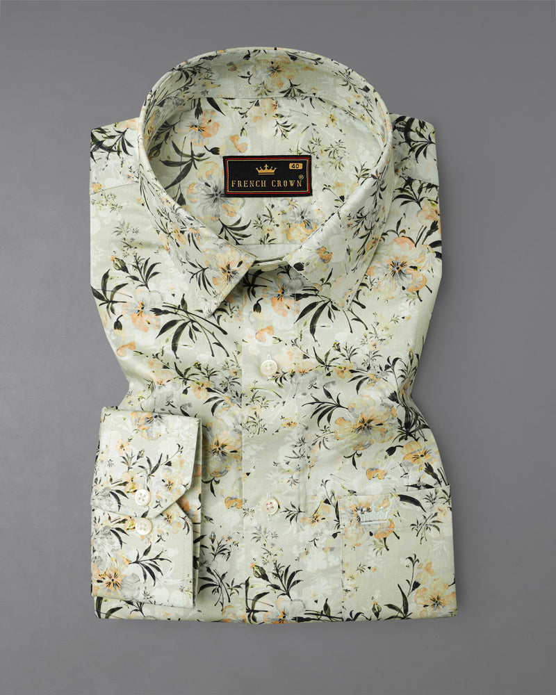 Celeste Green Tropical Printed Super Soft Premium Cotton Shirt