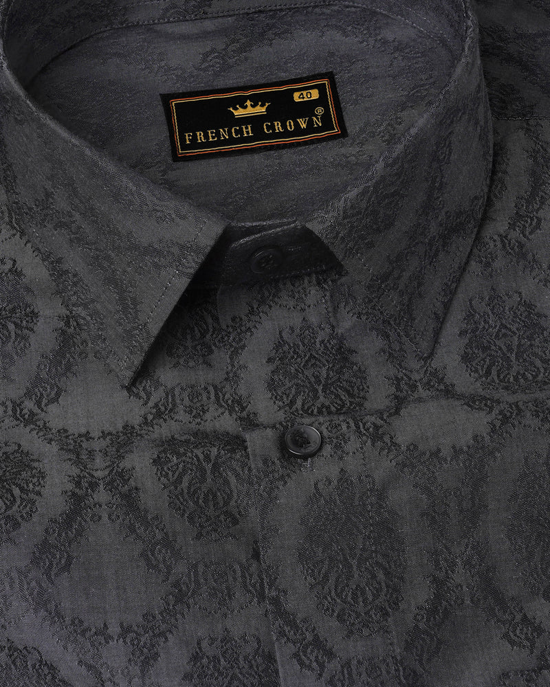 Tundora Gray Damask Dobby Textured Premium Giza Cotton Shirt 8105-BLK-38, 8105-BLK-H-38, 8105-BLK-39, 8105-BLK-H-39, 8105-BLK-40, 8105-BLK-H-40, 8105-BLK-42, 8105-BLK-H-42, 8105-BLK-44, 8105-BLK-H-44, 8105-BLK-46, 8105-BLK-H-46, 8105-BLK-48, 8105-BLK-H-48, 8105-BLK-50, 8105-BLK-H-50, 8105-BLK-52, 8105-BLK-H-52