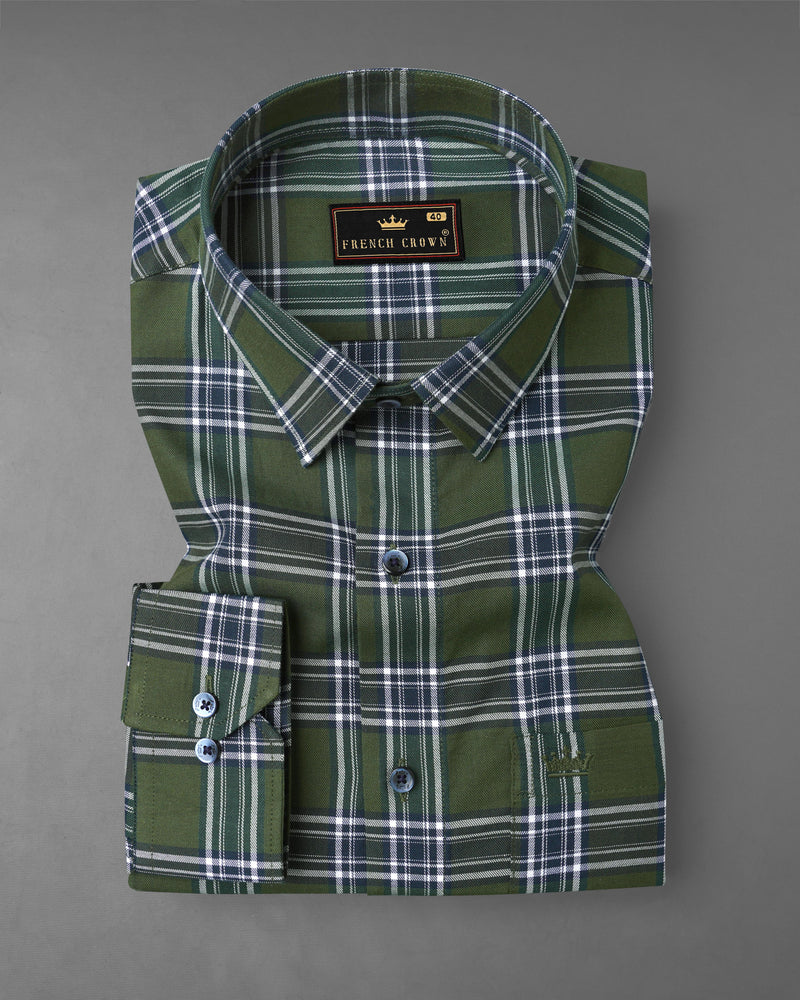 Asparagus Green with Bright White Twill Plaid Premium Cotton Shirt 8108-BLE-38, 8108-BLE-H-38, 8108-BLE-39, 8108-BLE-H-39, 8108-BLE-40, 8108-BLE-H-40, 8108-BLE-42, 8108-BLE-H-42, 8108-BLE-44, 8108-BLE-H-44, 8108-BLE-46, 8108-BLE-H-46, 8108-BLE-48, 8108-BLE-H-48, 8108-BLE-50, 8108-BLE-H-50, 8108-BLE-52, 8108-BLE-H-52