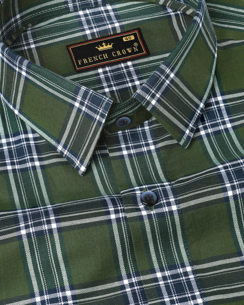 Asparagus Green with Bright White Twill Plaid Premium Cotton Shirt 8108-BLE-38, 8108-BLE-H-38, 8108-BLE-39, 8108-BLE-H-39, 8108-BLE-40, 8108-BLE-H-40, 8108-BLE-42, 8108-BLE-H-42, 8108-BLE-44, 8108-BLE-H-44, 8108-BLE-46, 8108-BLE-H-46, 8108-BLE-48, 8108-BLE-H-48, 8108-BLE-50, 8108-BLE-H-50, 8108-BLE-52, 8108-BLE-H-52