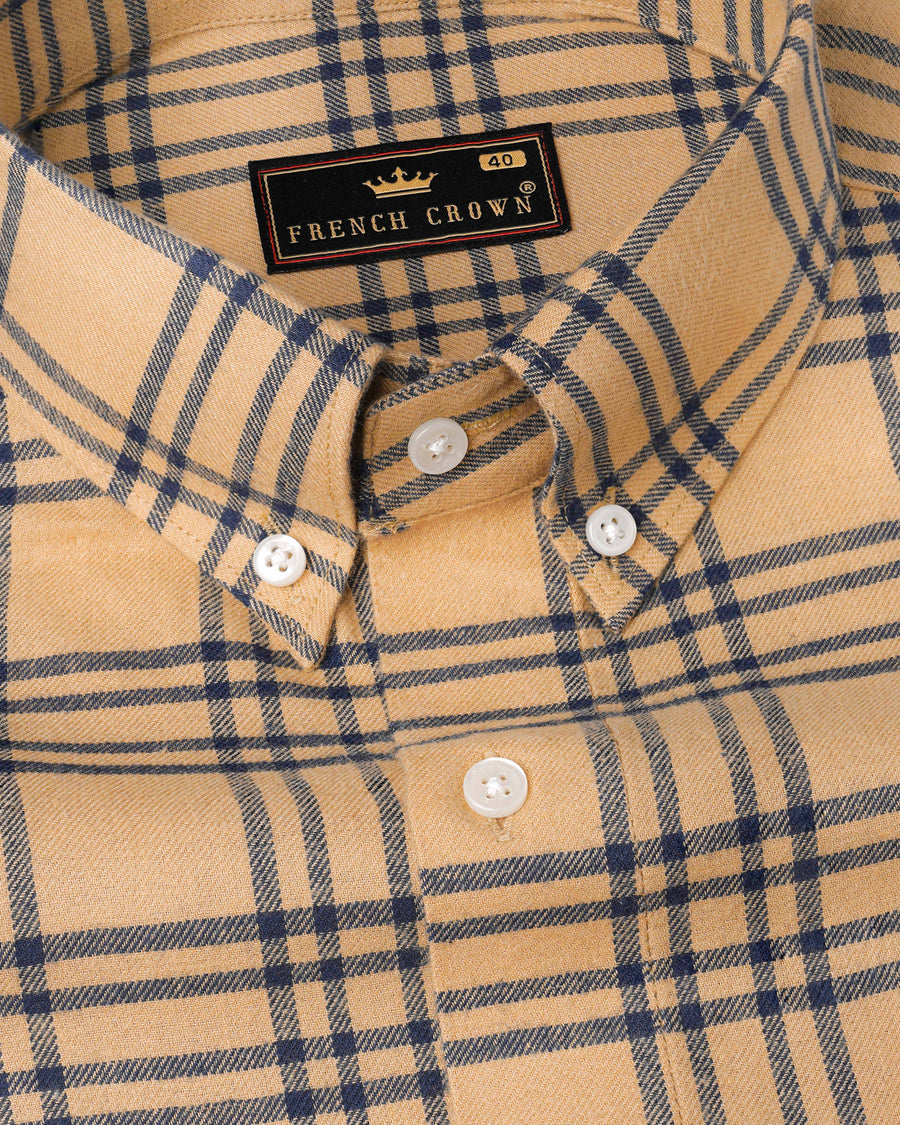 Tumbleweed Brown with Midnight Blue Twill Plaid Premium Cotton Shirt