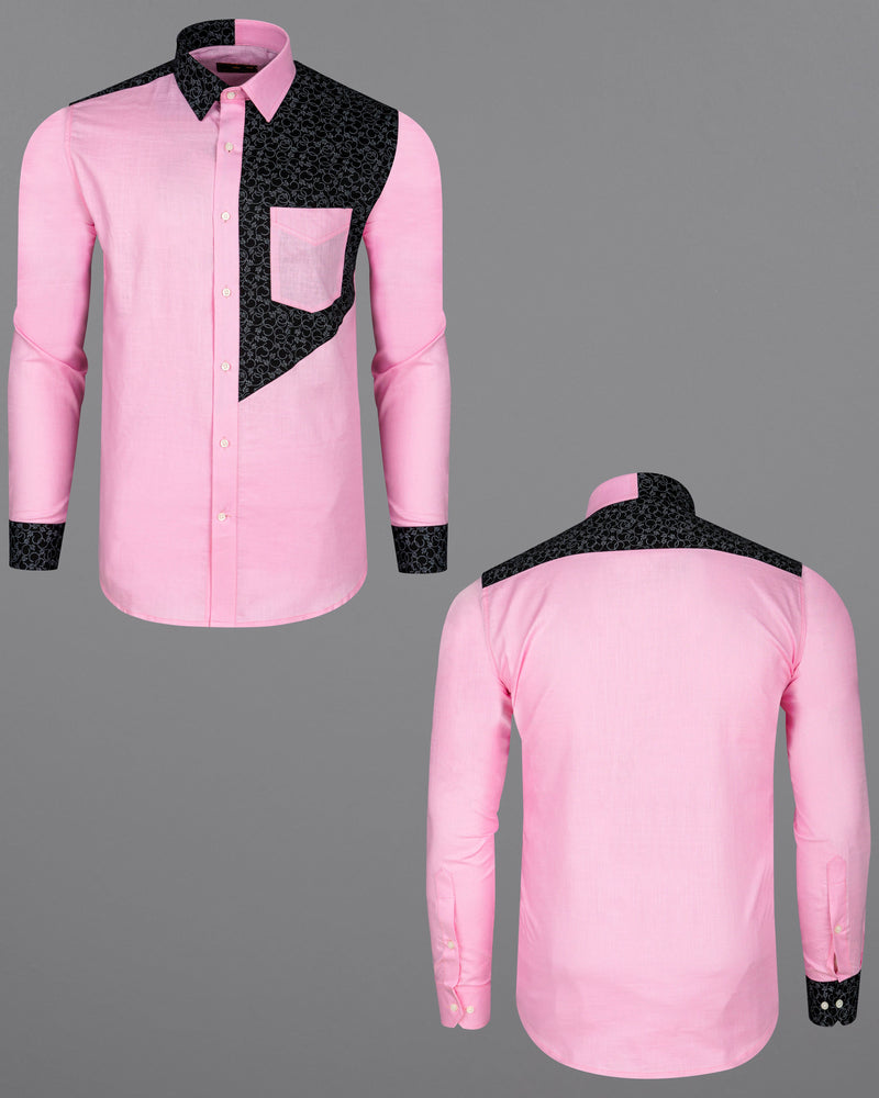 Chantilly Pink with Jade Black Ditsy Dobby Textured Premium Giza Cotton Designer Shirt 8113-P216-38, 8113-P216-H-38, 8113-P216-39, 8113-P216-H-39, 8113-P216-40, 8113-P216-H-40, 8113-P216-42, 8113-P216-H-42, 8113-P216-44, 8113-P216-H-44, 8113-P216-46, 8113-P216-H-46, 8113-P216-48, 8113-P216-H-48, 8113-P216-50, 8113-P216-H-50, 8113-P216-52, 8113-P216-H-52