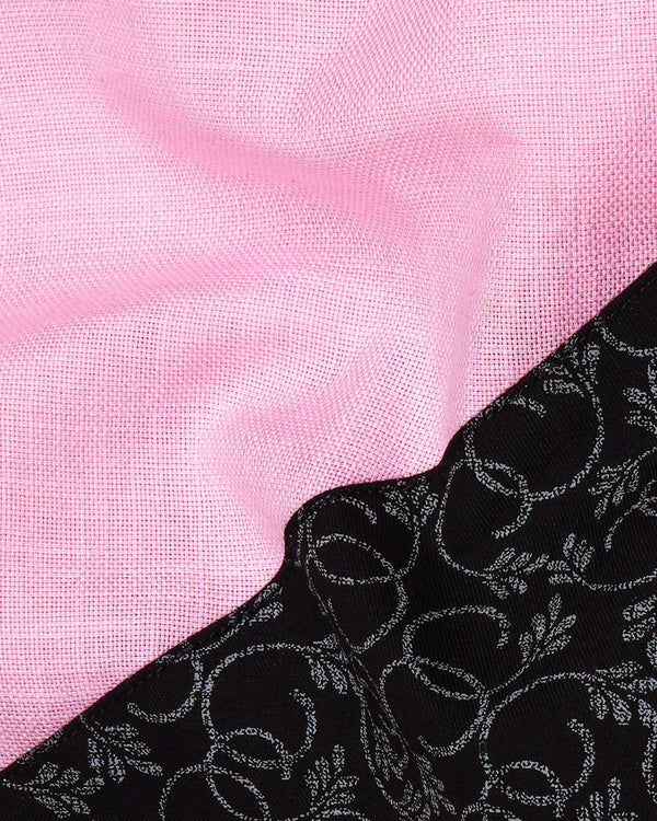 Chantilly Pink with Jade Black Ditsy Dobby Textured Premium Giza Cotton Designer Shirt 8113-P216-38, 8113-P216-H-38, 8113-P216-39, 8113-P216-H-39, 8113-P216-40, 8113-P216-H-40, 8113-P216-42, 8113-P216-H-42, 8113-P216-44, 8113-P216-H-44, 8113-P216-46, 8113-P216-H-46, 8113-P216-48, 8113-P216-H-48, 8113-P216-50, 8113-P216-H-50, 8113-P216-52, 8113-P216-H-52c