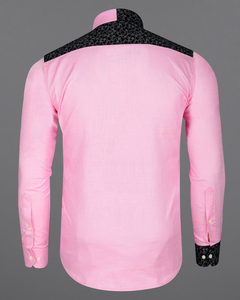 Chantilly Pink with Jade Black Ditsy Dobby Textured Premium Giza Cotton Designer Shirt 8113-P216-38, 8113-P216-H-38, 8113-P216-39, 8113-P216-H-39, 8113-P216-40, 8113-P216-H-40, 8113-P216-42, 8113-P216-H-42, 8113-P216-44, 8113-P216-H-44, 8113-P216-46, 8113-P216-H-46, 8113-P216-48, 8113-P216-H-48, 8113-P216-50, 8113-P216-H-50, 8113-P216-52, 8113-P216-H-52