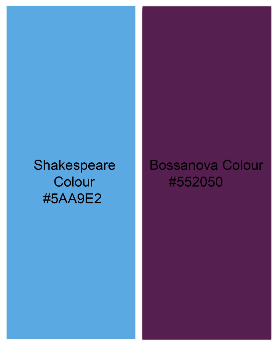 Bossanova Violet with Shakespeare Blue Hexagonal Printed Twill Premium Cotton Shirt 8115-38, 8115-H-38, 8115-39, 8115-H-39, 8115-40, 8115-H-40, 8115-42, 8115-H-42, 8115-44, 8115-H-44, 8115-46, 8115-H-46, 8115-48, 8115-H-48, 8115-50, 8115-H-50, 8115-52, 8115-H-52 