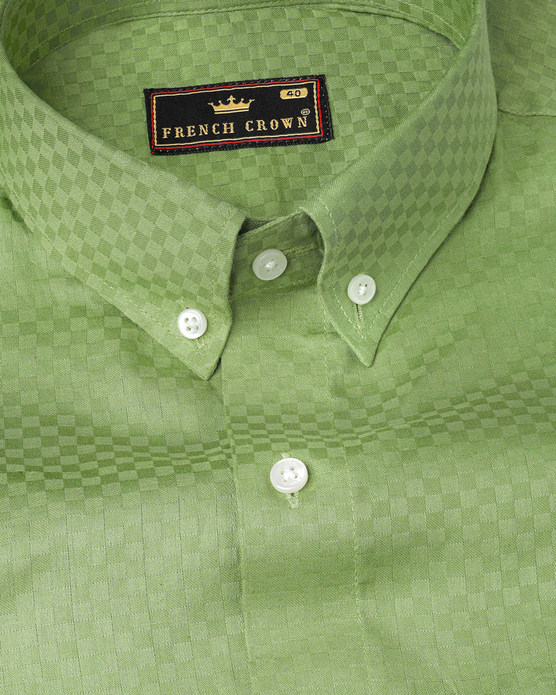 Asparagus Green Checked Dobby Textured Premium Giza Cotton Shirt 8118-BD-38, 8118-BD-H-38, 8118-BD-39, 8118-BD-H-39, 8118-BD-40, 8118-BD-H-40, 8118-BD-42, 8118-BD-H-42, 8118-BD-44, 8118-BD-H-44, 8118-BD-46, 8118-BD-H-46, 8118-BD-48, 8118-BD-H-48, 8118-BD-50, 8118-BD-H-50, 8118-BD-52, 8118-BD-H-52