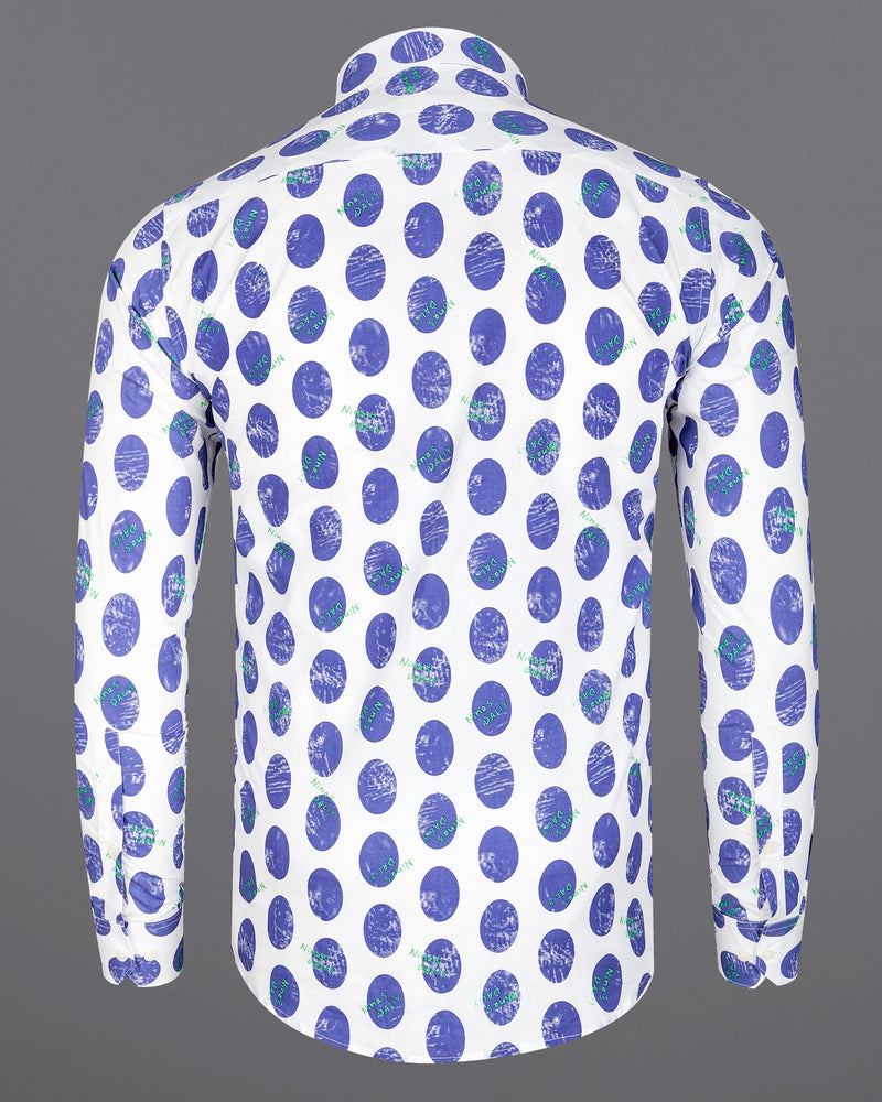 Bright White with Scampi Blue Polka Dotted Premium Cotton Shirt 8123-38, 8123-H-38, 8123-39, 8123-H-39, 8123-40, 8123-H-40, 8123-42, 8123-H-42, 8123-44, 8123-H-44, 8123-46, 8123-H-46, 8123-48, 8123-H-48, 8123-50, 8123-H-50, 8123-52, 8123-H-52