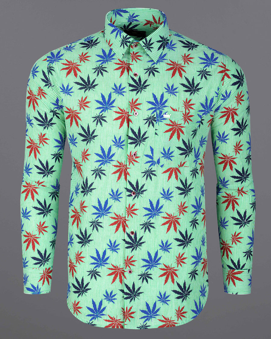 Pastel Green Pin Striped with Leaves Printed Premium Cotton Shirt 8128-MN-38, 8128-MN-H-38, 8128-MN-39, 8128-MN-H-39, 8128-MN-40, 8128-MN-H-40, 8128-MN-42, 8128-MN-H-42, 8128-MN-44, 8128-MN-H-44, 8128-MN-46, 8128-MN-H-46, 8128-MN-48, 8128-MN-H-48, 8128-MN-50, 8128-MN-H-50, 8128-MN-52, 8128-MN-H-52