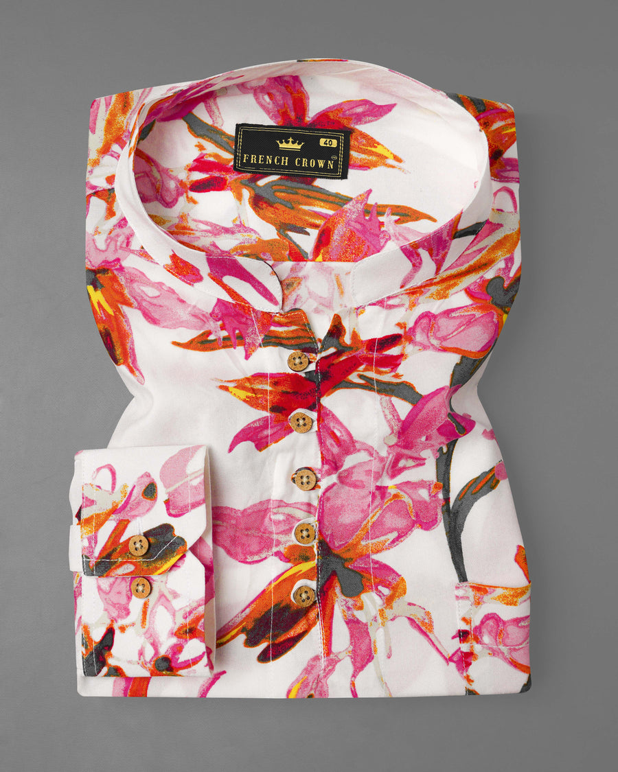 Porcelain Cream Floral Printed Premium Tencel Kurta Shirt 8129-KS-38, 8129-KS-H-38, 8129-KS-39, 8129-KS-H-39, 8129-KS-40, 8129-KS-H-40, 8129-KS-42, 8129-KS-H-42, 8129-KS-44, 8129-KS-H-44, 8129-KS-46, 8129-KS-H-46, 8129-KS-48, 8129-KS-H-48, 8129-KS-50, 8129-KS-H-50, 8129-KS-52, 8129-KS-H-52