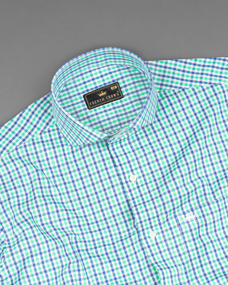 Bright White with Azure Blue and Turquoise Green Checkered Premium Cotton Shirt 8130-CA-38, 8130-CA-H-38, 8130-CA-39, 8130-CA-H-39, 8130-CA-40, 8130-CA-H-40, 8130-CA-42, 8130-CA-H-42, 8130-CA-44, 8130-CA-H-44, 8130-CA-46, 8130-CA-H-46, 8130-CA-48, 8130-CA-H-48, 8130-CA-50, 8130-CA-H-50, 8130-CA-52, 8130-CA-H-52