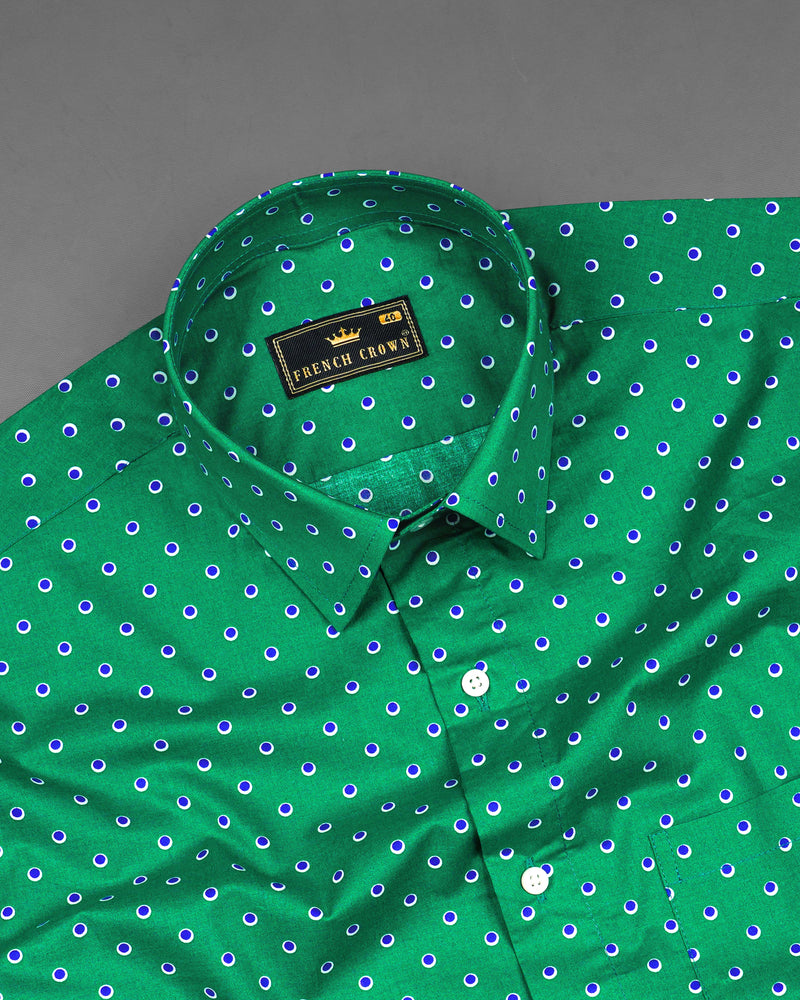 Eucalyptus Green Evil Eye Printed Premium Cotton Shirt