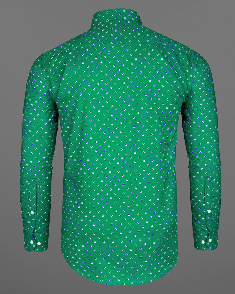 Eucalyptus Green Evil Eye Printed Premium Cotton Shirt