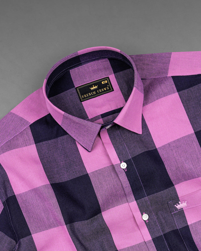Light Thulian Pink with Bleached Cedar Blue Checked Royal Oxford Shirt