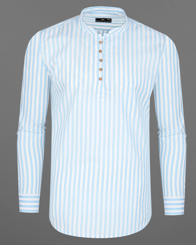 Bright White and Blizzard Blue Striped Premium Cotton Kurta Shirt 8140-KS-38, 8140-KS-H-38, 8140-KS-39, 8140-KS-H-39, 8140-KS-40, 8140-KS-H-40, 8140-KS-42, 8140-KS-H-42, 8140-KS-44, 8140-KS-H-44, 8140-KS-46, 8140-KS-H-46, 8140-KS-48, 8140-KS-H-48, 8140-KS-50, 8140-KS-H-50, 8140-KS-52, 8140-KS-H-52