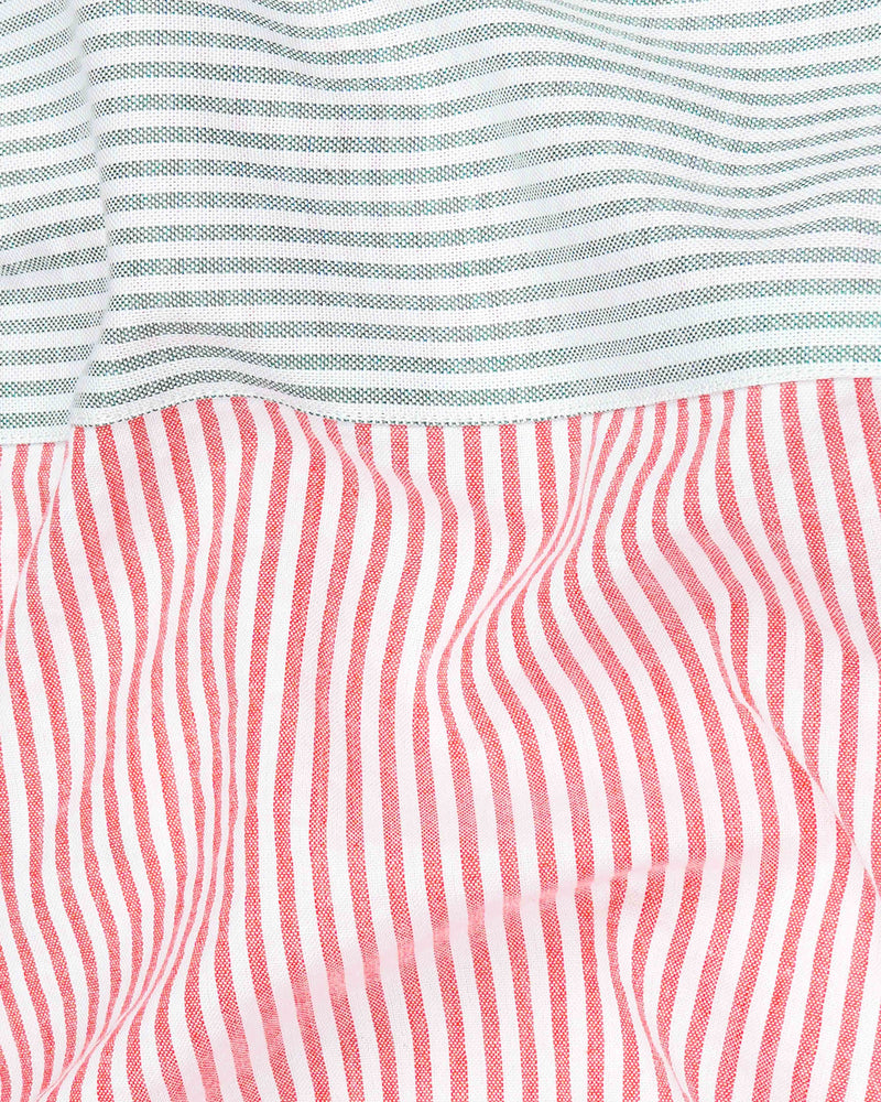 Carmine Pink with Cascade Green Striped Seersucker Giza Cotton Designer Shirt 8143-P108-38, 8143-P108-H-38, 8143-P108-39, 8143-P108-H-39, 8143-P108-40, 8143-P108-H-40, 8143-P108-42, 8143-P108-H-42, 8143-P108-44, 8143-P108-H-44, 8143-P108-46, 8143-P108-H-46, 8143-P108-48, 8143-P108-H-48, 8143-P108-50, 8143-P108-H-50, 8143-P108-52, 8143-P108-H-52 