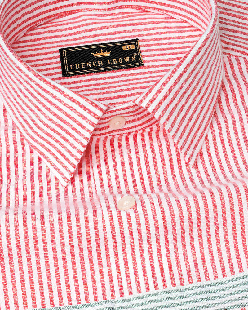 Carmine Pink with Cascade Green Striped Seersucker Giza Cotton Designer Shirt 8143-P108-38, 8143-P108-H-38, 8143-P108-39, 8143-P108-H-39, 8143-P108-40, 8143-P108-H-40, 8143-P108-42, 8143-P108-H-42, 8143-P108-44, 8143-P108-H-44, 8143-P108-46, 8143-P108-H-46, 8143-P108-48, 8143-P108-H-48, 8143-P108-50, 8143-P108-H-50, 8143-P108-52, 8143-P108-H-52 