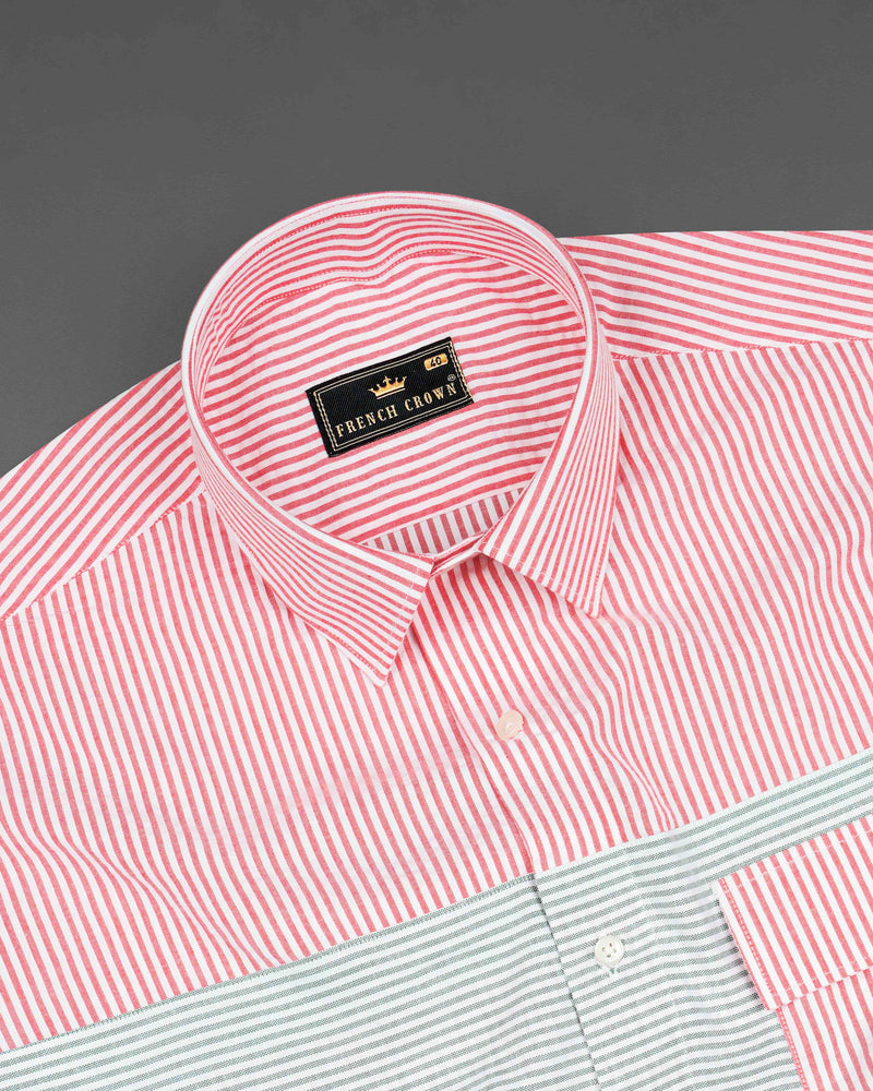 Carmine Pink with Cascade Green Striped Seersucker Giza Cotton Designer Shirt 8143-P108-38, 8143-P108-H-38, 8143-P108-39, 8143-P108-H-39, 8143-P108-40, 8143-P108-H-40, 8143-P108-42, 8143-P108-H-42, 8143-P108-44, 8143-P108-H-44, 8143-P108-46, 8143-P108-H-46, 8143-P108-48, 8143-P108-H-48, 8143-P108-50, 8143-P108-H-50, 8143-P108-52, 8143-P108-H-52 