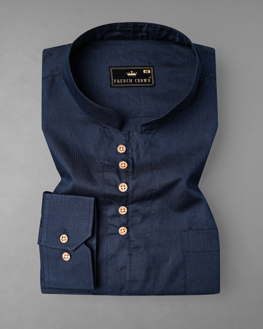 Ebony Clay Navy Blue Dobby Textured Premium Giza Cotton Kurta Shirt 8156-KS-38, 8156-KS-H-38, 8156-KS-39, 8156-KS-H-39, 8156-KS-40, 8156-KS-H-40, 8156-KS-42, 8156-KS-H-42, 8156-KS-44, 8156-KS-H-44, 8156-KS-46, 8156-KS-H-46, 8156-KS-48, 8156-KS-H-48, 8156-KS-50, 8156-KS-H-50, 8156-KS-52, 8156-KS-H-52