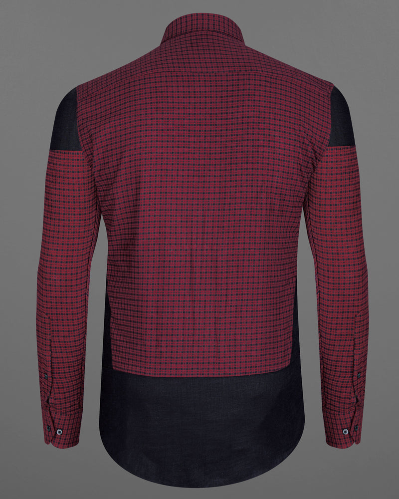 Claret Red Checkered and Black Premium Flannel Designer Shirt