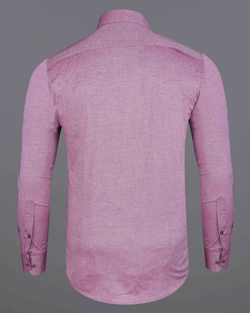 Opera Mauve Pink Chambray Textured Premium Cotton Shirt