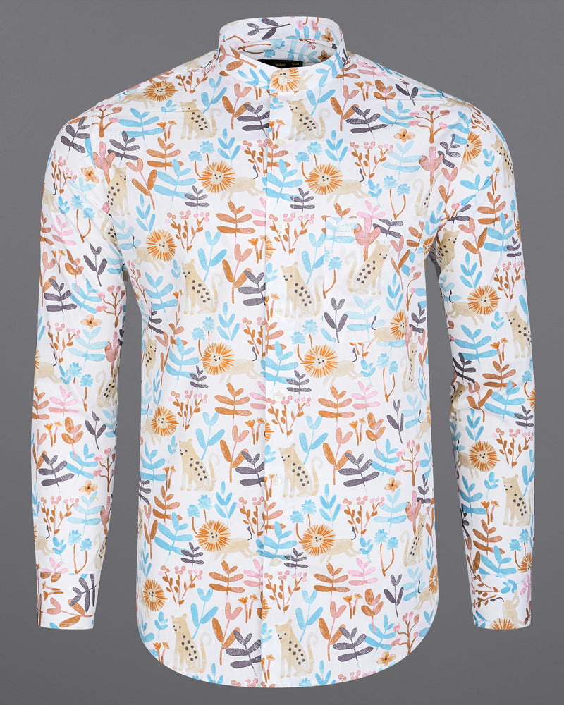 Bright White with Sapling Brown Multicolour Printed Premium Cotton Shirt 8189-M-38, 8189-M-H-38, 8189-M-39, 8189-M-H-39, 8189-M-40, 8189-M-H-40, 8189-M-42, 8189-M-H-42, 8189-M-44, 8189-M-H-44, 8189-M-46, 8189-M-H-46, 8189-M-48, 8189-M-H-48, 8189-M-50, 8189-M-H-50, 8189-M-52, 8189-M-H-52