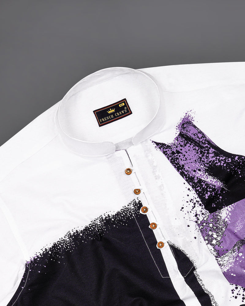 Bright White with Viola Purple and Black Printed Premium Cotton Kurta Shirt 8198-KS -38,8198-KS -H-38,8198-KS -39,8198-KS -H-39,8198-KS -40,8198-KS -H-40,8198-KS -42,8198-KS -H-42,8198-KS -44,8198-KS -H-44,8198-KS -46,8198-KS -H-46,8198-KS -48,8198-KS -H-48,8198-KS -50,8198-KS -H-50,8198-KS -52,8198-KS -H-52