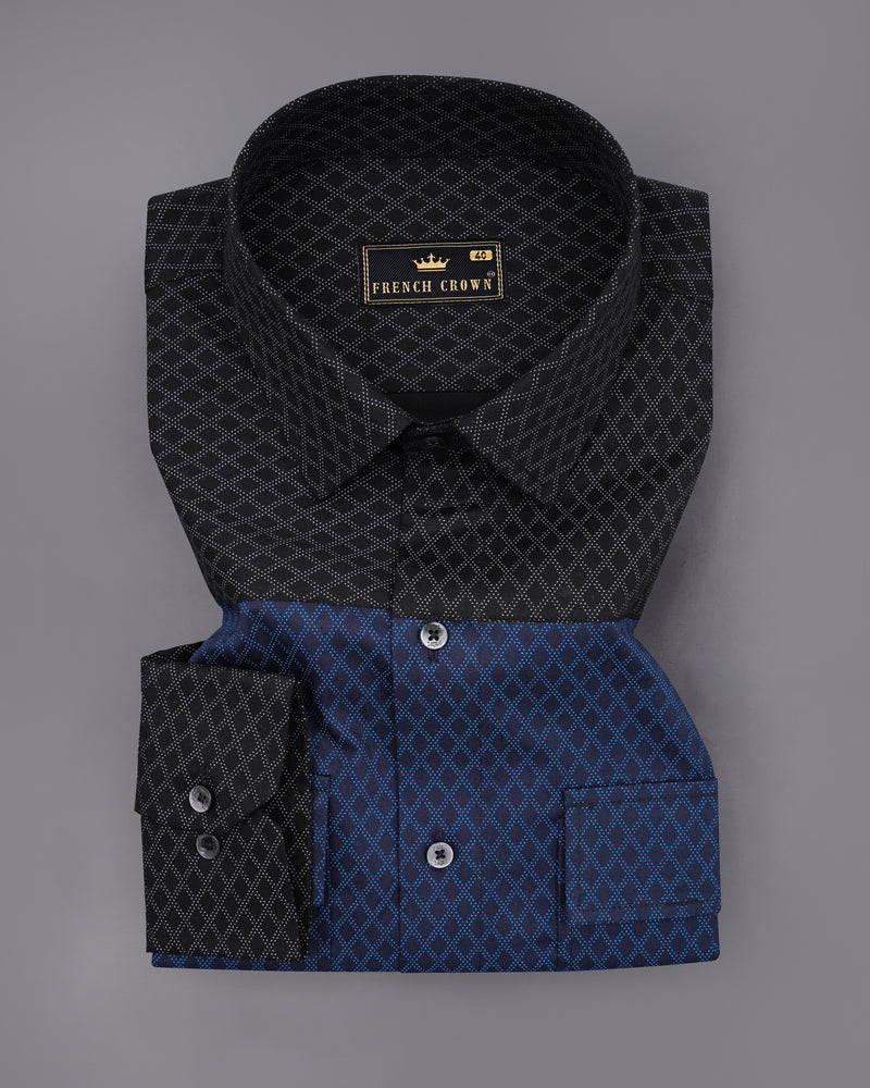 Ebony Clay Blue Geometric Printed Soft Premium Cotton Designer Shirt 8224-BLK-P214-38, 8224-BLK-P214-H-38, 8224-BLK-P214-39, 8224-BLK-P214-H-39, 8224-BLK-P214-40, 8224-BLK-P214-H-40, 8224-BLK-P214-42, 8224-BLK-P214-H-42, 8224-BLK-P214-44, 8224-BLK-P214-H-44, 8224-BLK-P214-46, 8224-BLK-P214-H-46, 8224-BLK-P214-48, 8224-BLK-P214-H-48, 8224-BLK-P214-50, 8224-BLK-P214-H-50, 8224-BLK-P214-52, 8224-BLK-P214-H-52