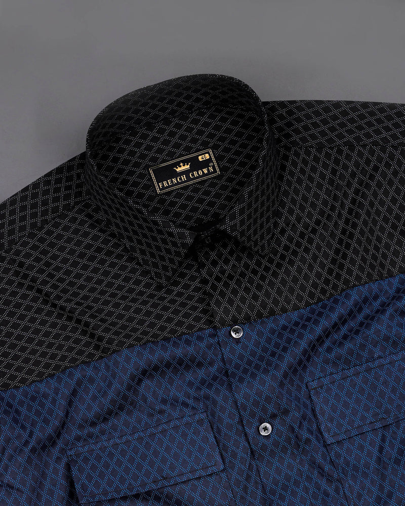 Ebony Clay Blue Geometric Printed Soft Premium Cotton Designer Shirt 8224-BLK-P214-38, 8224-BLK-P214-H-38, 8224-BLK-P214-39, 8224-BLK-P214-H-39, 8224-BLK-P214-40, 8224-BLK-P214-H-40, 8224-BLK-P214-42, 8224-BLK-P214-H-42, 8224-BLK-P214-44, 8224-BLK-P214-H-44, 8224-BLK-P214-46, 8224-BLK-P214-H-46, 8224-BLK-P214-48, 8224-BLK-P214-H-48, 8224-BLK-P214-50, 8224-BLK-P214-H-50, 8224-BLK-P214-52, 8224-BLK-P214-H-52