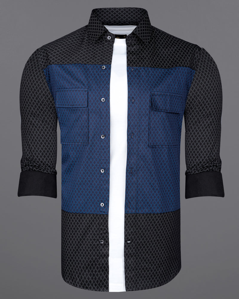 Ebony Clay Blue Geometric Printed Soft Premium Cotton Designer Shirt 8224-BLK-P214-38, 8224-BLK-P214-H-38, 8224-BLK-P214-39, 8224-BLK-P214-H-39, 8224-BLK-P214-40, 8224-BLK-P214-H-40, 8224-BLK-P214-42, 8224-BLK-P214-H-42, 8224-BLK-P214-44, 8224-BLK-P214-H-44, 8224-BLK-P214-46, 8224-BLK-P214-H-46, 8224-BLK-P214-48, 8224-BLK-P214-H-48, 8224-BLK-P214-50, 8224-BLK-P214-H-50, 8224-BLK-P214-52, 8224-BLK-P214-H-52