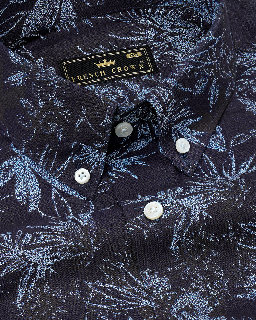 Blackcurrant Navy Blue with Ship Cove Blue Floral Chambray Textured Premium Cotton Shirt 8238-BD-38,8238-BD-H-38,8238-BD-39,8238-BD-H-39,8238-BD-40,8238-BD-H-40,8238-BD-42,8238-BD-H-42,8238-BD-44,8238-BD-H-44,8238-BD-46,8238-BD-H-46,8238-BD-48,8238-BD-H-48,8238-BD-50,8238-BD-H-50,8238-BD-52,8238-BD-H-52