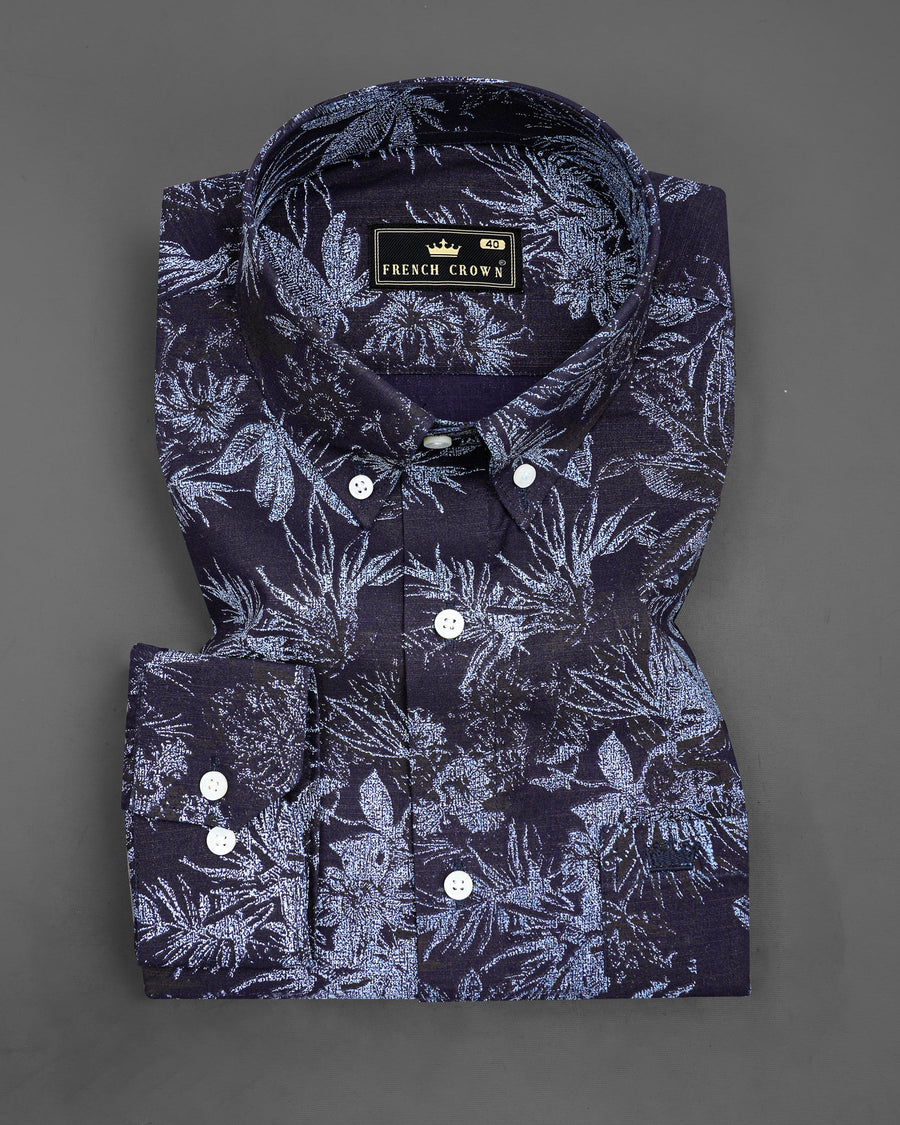 Blackcurrant Navy Blue with Ship Cove Blue Floral Chambray Textured Premium Cotton Shirt 8238-BD-38,8238-BD-H-38,8238-BD-39,8238-BD-H-39,8238-BD-40,8238-BD-H-40,8238-BD-42,8238-BD-H-42,8238-BD-44,8238-BD-H-44,8238-BD-46,8238-BD-H-46,8238-BD-48,8238-BD-H-48,8238-BD-50,8238-BD-H-50,8238-BD-52,8238-BD-H-52
