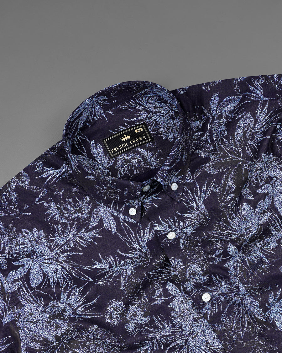 Blackcurrant Navy Blue with Ship Cove Blue Floral Chambray Textured Premium Cotton Shirt 8238-BD-38,8238-BD-H-38,8238-BD-39,8238-BD-H-39,8238-BD-40,8238-BD-H-40,8238-BD-42,8238-BD-H-42,8238-BD-44,8238-BD-H-44,8238-BD-46,8238-BD-H-46,8238-BD-48,8238-BD-H-48,8238-BD-50,8238-BD-H-50,8238-BD-52,8238-BD-H-52