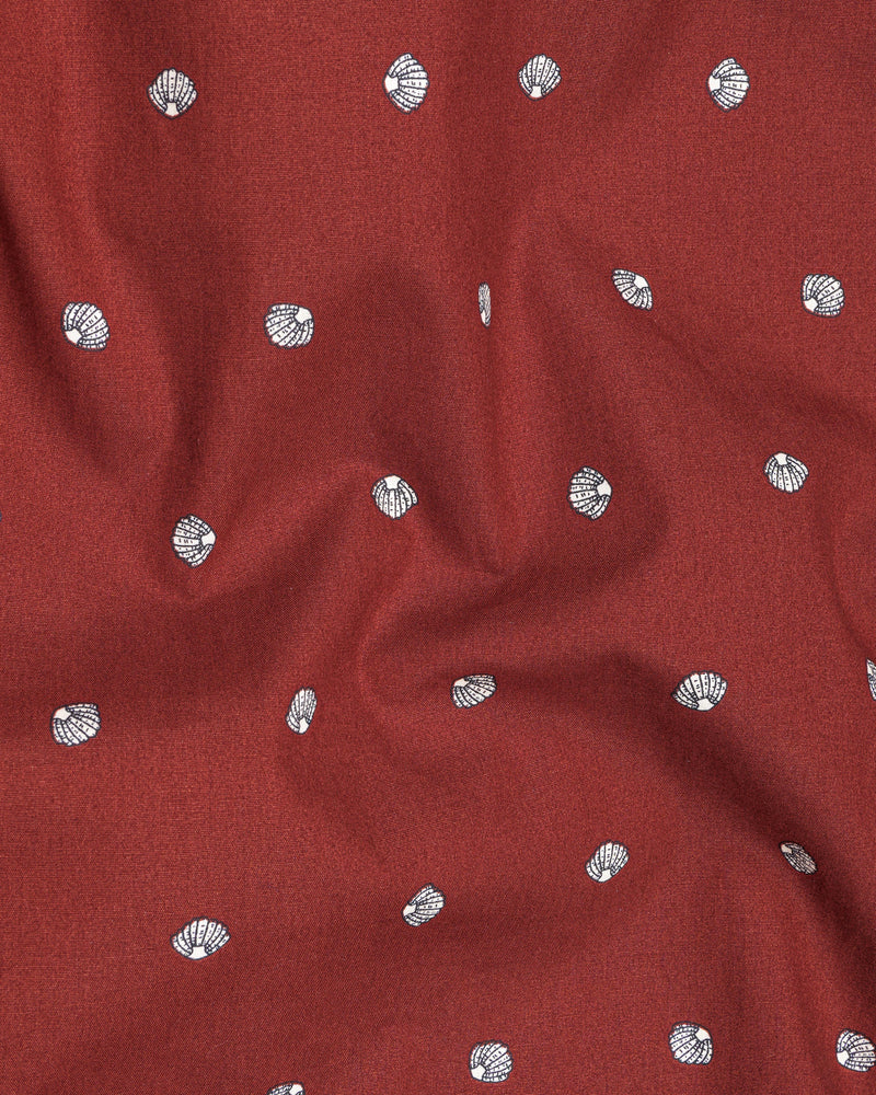 Sanguine Red Sea Shells Printed Premium Cotton Shirt 8244-38,8244-H-38,8244-39,8244-H-39,8244-40,8244-H-40,8244-42,8244-H-42,8244-44,8244-H-44,8244-46,8244-H-46,8244-48,8244-H-48,8244-50,8244-H-50,8244-52,8244-H-52