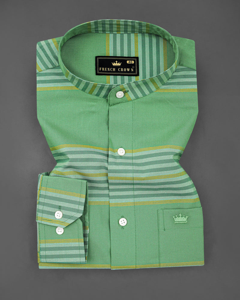 Lichen Green with Laser Yellow Striped Premium Cotton Shirt 8252-M-38, 8252-M-H-38, 8252-M-39, 8252-M-H-39, 8252-M-40, 8252-M-H-40, 8252-M-42, 8252-M-H-42, 8252-M-44, 8252-M-H-44, 8252-M-46, 8252-M-H-46, 8252-M-48, 8252-M-H-48, 8252-M-50, 8252-M-H-50, 8252-M-52, 8252-M-H-52