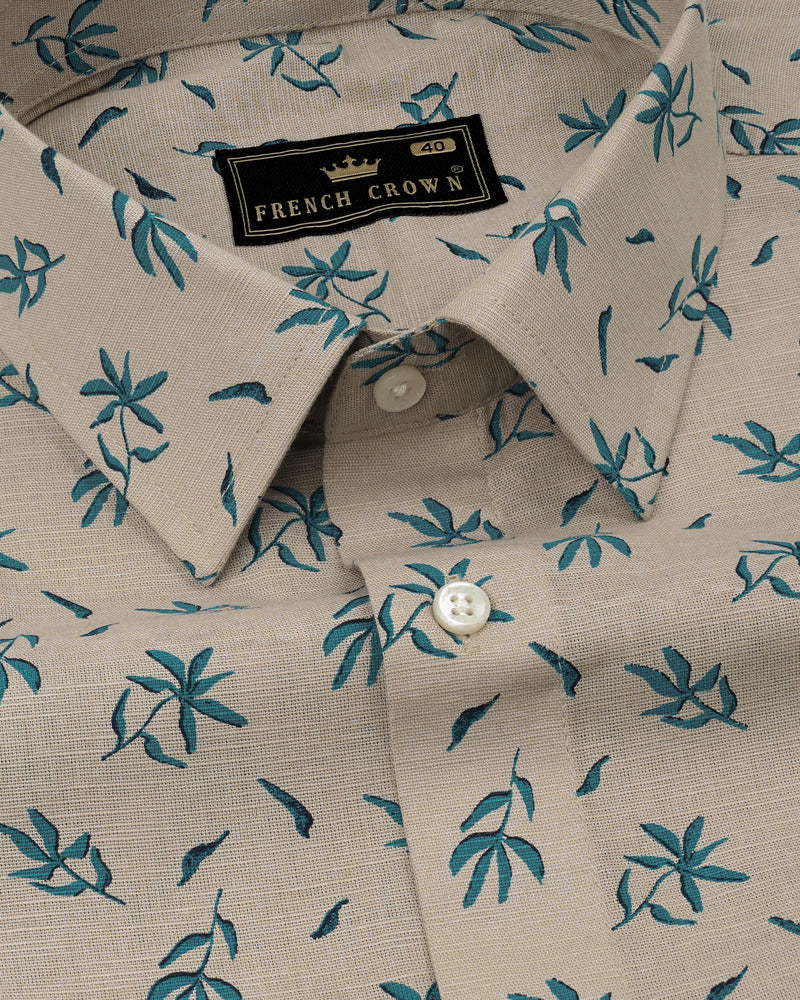 Pearl Bush Gray with Eastern Aqua Blue Leaves Textured Luxurious Linen Shirt 8254-38, 8254-H-38, 8254-39, 8254-H-39, 8254-40, 8254-H-40, 8254-42, 8254-H-42, 8254-44, 8254-H-44, 8254-46, 8254-H-46, 8254-48, 8254-H-48, 8254-50, 8254-H-50, 8254-52, 8254-H-52