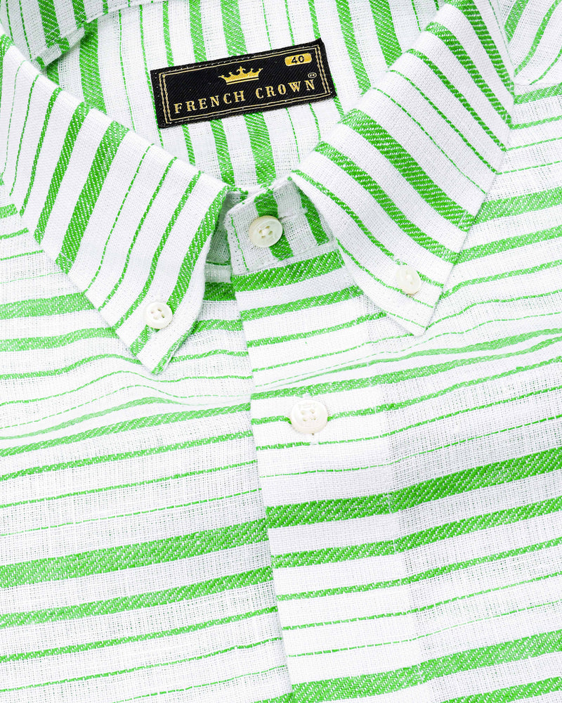 Bright White and Chateau Green Striped Luxurious Linen Shirt 8283-BD-38, 8283-BD-H-38, 8283-BD-39, 8283-BD-H-39, 8283-BD-40, 8283-BD-H-40, 8283-BD-42, 8283-BD-H-42, 8283-BD-44, 8283-BD-H-44, 8283-BD-46, 8283-BD-H-46, 8283-BD-48, 8283-BD-H-48, 8283-BD-50, 8283-BD-H-50, 8283-BD-52, 8283-BD-H-52