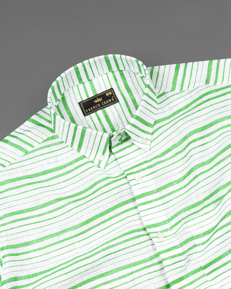 Bright White and Chateau Green Striped Luxurious Linen Shirt 8283-BD-38, 8283-BD-H-38, 8283-BD-39, 8283-BD-H-39, 8283-BD-40, 8283-BD-H-40, 8283-BD-42, 8283-BD-H-42, 8283-BD-44, 8283-BD-H-44, 8283-BD-46, 8283-BD-H-46, 8283-BD-48, 8283-BD-H-48, 8283-BD-50, 8283-BD-H-50, 8283-BD-52, 8283-BD-H-52