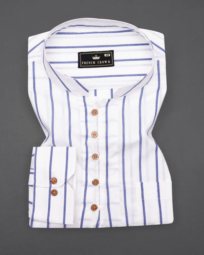 Bright White and Waikawa Blue Striped Premium Cotton Kurta Shirt 8324-KS -38,8324-KS -H-38,8324-KS -39,8324-KS -H-39,8324-KS -40,8324-KS -H-40,8324-KS -42,8324-KS -H-42,8324-KS -44,8324-KS -H-44,8324-KS -46,8324-KS -H-46,8324-KS -48,8324-KS -H-48,8324-KS -50,8324-KS -H-50,8324-KS -52,8324-KS -H-52