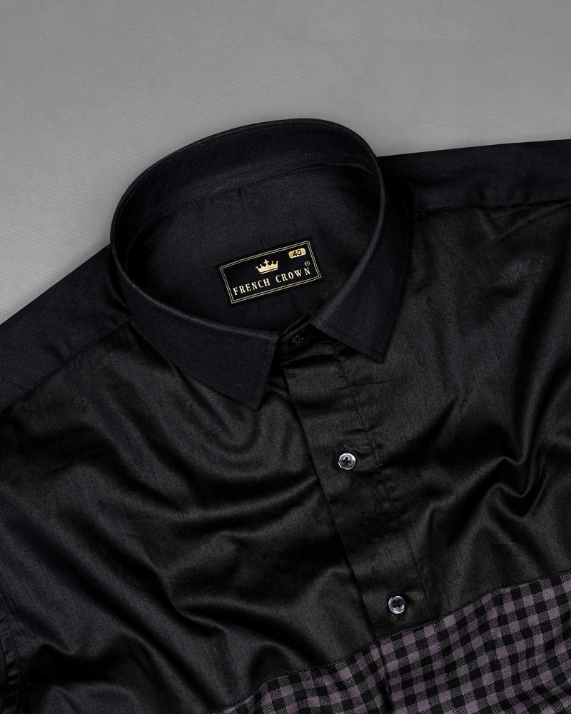 Jade Black with Scarpa Violet Gingham Super Soft Premium Cotton Designer Shirt 8339-BLK-P125-38, 8339-BLK-P125-H-38, 8339-BLK-P125-39, 8339-BLK-P125-H-39, 8339-BLK-P125-40, 8339-BLK-P125-H-40, 8339-BLK-P125-42, 8339-BLK-P125-H-42, 8339-BLK-P125-44, 8339-BLK-P125-H-44, 8339-BLK-P125-46, 8339-BLK-P125-H-46, 8339-BLK-P125-48, 8339-BLK-P125-H-48, 8339-BLK-P125-50, 8339-BLK-P125-H-50, 8339-BLK-P125-52, 8339-BLK-P125-H-52