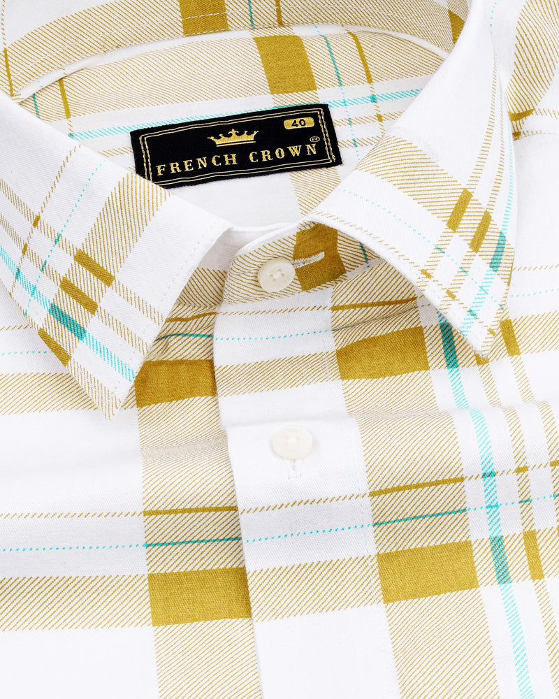 Bright White with Alpine Brown Plaid Premium Cotton Designer Shirt 8384-38, 8384-H-38, 8384-39,8384-H-39, 8384-40, 8384-H-40, 8384-42, 8384-H-42, 8384-44, 8384-H-44, 8384-46, 8384-H-46, 8384-48, 8384-H-48, 8384-50, 8384-H-50, 8384-52, 8384-H-52