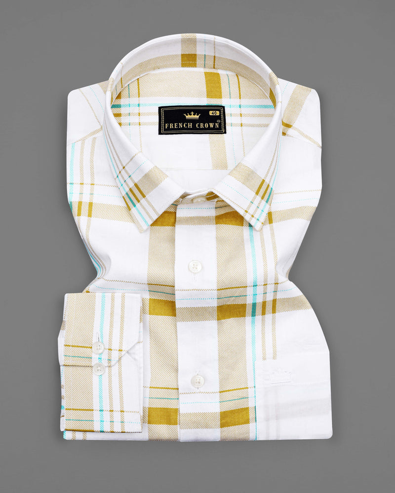 Bright White with Alpine Brown Plaid Premium Cotton Designer Shirt 8384-38, 8384-H-38, 8384-39,8384-H-39, 8384-40, 8384-H-40, 8384-42, 8384-H-42, 8384-44, 8384-H-44, 8384-46, 8384-H-46, 8384-48, 8384-H-48, 8384-50, 8384-H-50, 8384-52, 8384-H-52