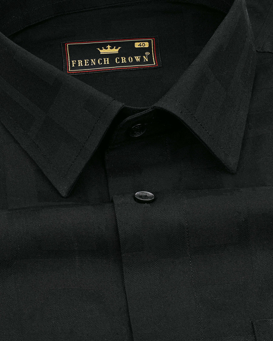 Jade Black Dobby Textured Premium Giza Cotton Shirt 8386-BLK-38, 8386-BLK-H-38, 8386-BLK-39,8386-BLK-H-39, 8386-BLK-40, 8386-BLK-H-40, 8386-BLK-42, 8386-BLK-H-42, 8386-BLK-44, 8386-BLK-H-44, 8386-BLK-46, 8386-BLK-H-46, 8386-BLK-48, 8386-BLK-H-48, 8386-BLK-50, 8386-BLK-H-50, 8386-BLK-52, 8386-BLK-H-52
