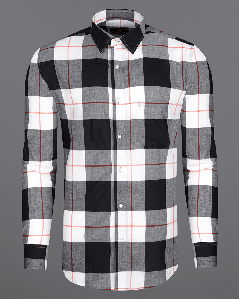 Bright White and Jade Black Checked Premium Cotton Shirt 8389-38, 8389-H-38, 8389-39,8389-H-39, 8389-40, 8389-H-40, 8389-42, 8389-H-42, 8389-44, 8389-H-44, 8389-46, 8389-H-46, 8389-48, 8389-H-48, 8389-50, 8389-H-50, 8389-52, 8389-H-52