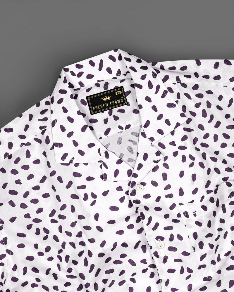 Bright White with Byzantium Purple Printed Premium Cotton Shirt 8391-CC-H-38, 8391-CC-H-39, 8391-CC-H-40, 8391-CC-H-42, 8391-CC-H-44, 8391-CC-H-46, 8391-CC-H-48, 8391-CC-H-50,  8391-CC-H-52