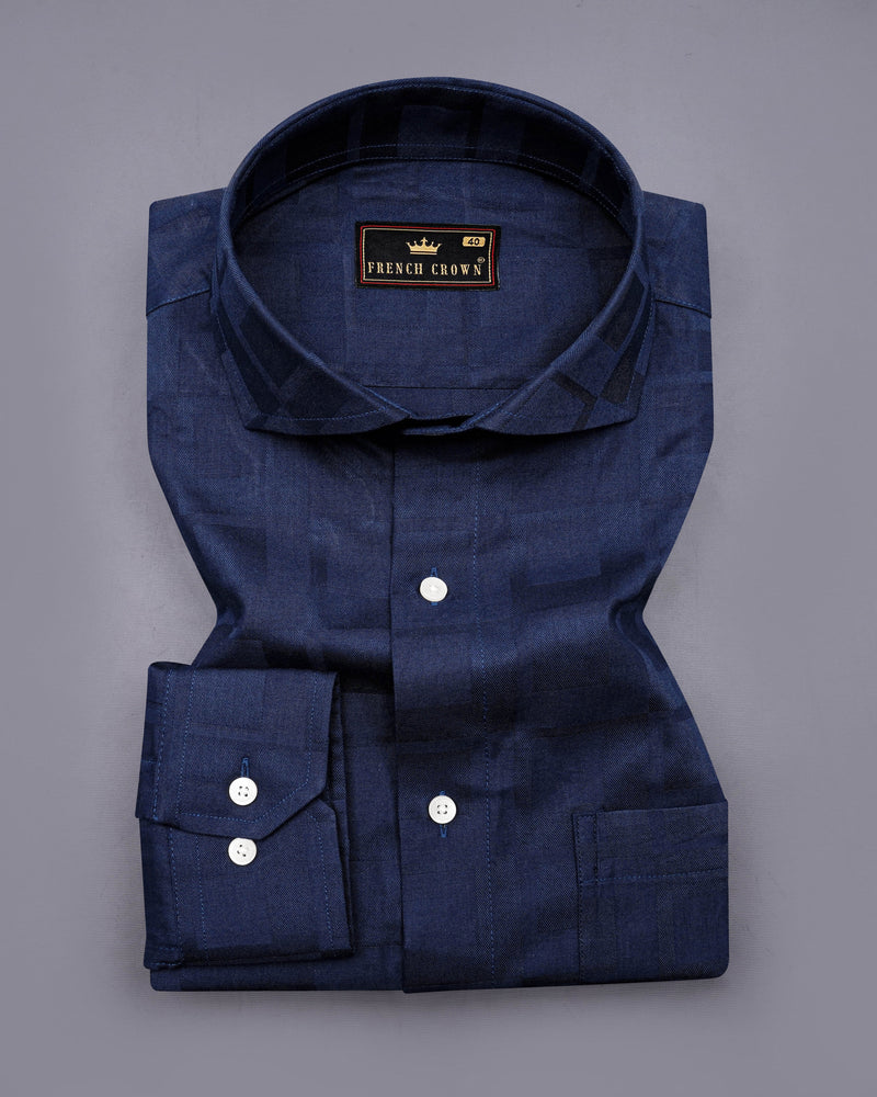 Zodiac Blue Subtle Checkered Dobby Textured Premium Giza Cotton Shirt 8394-CA-38, 8394-CA-H-38, 8394-CA-39,8394-CA-H-39, 8394-CA-40, 8394-CA-H-40, 8394-CA-42, 8394-CA-H-42, 8394-CA-44, 8394-CA-H-44, 8394-CA-46, 8394-CA-H-46, 8394-CA-48, 8394-CA-H-48, 8394-CA-50, 8394-CA-H-50, 8394-CA-52, 8394-CA-H-52